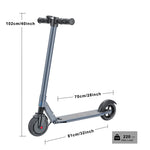 250W E-scooter dimensions and max load image spec sheet with kickstand and scooter unfolded.