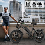 25MPH Top Speed 30Mi Range 1000W 20 inch Fat Tire Electric Bike