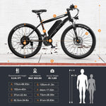 20MPH Top Speed 28Mi Range 500W 26 inch Electric Bike