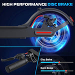 Rear disc brake demonstration on electric scooter rear wheel with solid urethane 8.5