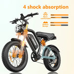 32MPH Top Speed 35 Mi Range 1,500W 20 inchFat Tire Electric Bike