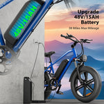 25MPH Top Speed 30Mi Range 1000W 20 inch Fat Tire Electric Bike