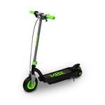 24V Kids Electric Scooter on white background side view showing green trim on black frame