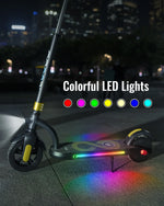Image showcasing RGB lighting and bright headlight on E-scooter with 200W motor