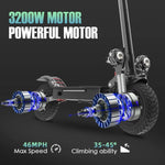 Incredible off road long range E-scooter 3200W dual hub motor 45mph air filled tires and dual shock absorbers