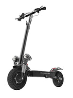 60V 3200W 46 MPH 50 Mi Range Electric Scooter off road capable side view with dual shocks and dual headlights