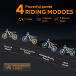 32MPH Top Speed 35 Mi Range 1,500W 20 inchFat Tire Electric Bike