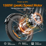 32MPH Top Speed 35 Mi Range 1,500W 20 inchFat Tire Electric Bike