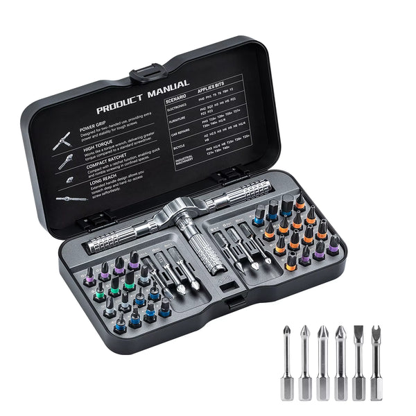 40In1 Multifunction Ratchet Screwdriver Set Multi Magnetic Bits Mini Repair Tool Kit