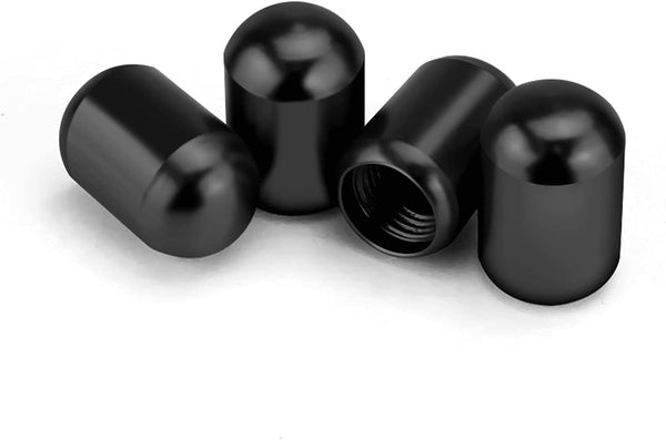 4PCS Car Tire Valve Stem Caps - Black ABS Plastic