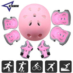 7Pcs/Set Kids Bike Helmet Skateboard Knee Pads, Girls Boys 3-10Yrs Wrist Guards