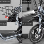 20MPH Top Speed 30Mi Range 500W Electric Scooter with Seat