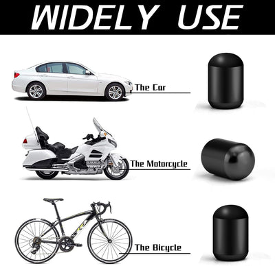 4PCS Car Tire Valve Stem Caps - Black ABS Plastic