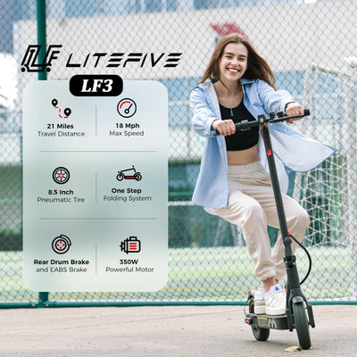 LF3 Electric Scooter for Adults, 350W Motor, Max 18Mph & 21Miles, Commuting Foldable Escooter