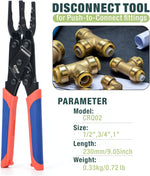Push-To-Connect,Push-Fit Disconnect Clamp Tool for Brass-Push Fittings Removing,Multi-Size Combination 1/2