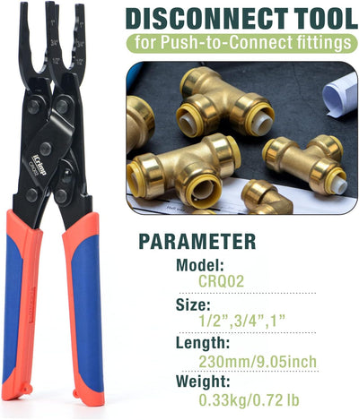Push-To-Connect,Push-Fit Disconnect Clamp Tool for Brass-Push Fittings Removing,Multi-Size Combination 1/2",3/4",1"-CRQ02