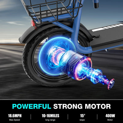 18MPH 20Mi Range 400W Foldable Electric Scooter With Seat