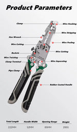 Multifunctional Wire Stripper with Electrical Test Pen Foldable Cable Cutter Crimper Tool, Electrical Folding Pliers for Cutting