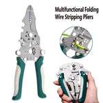 Foldable Wire Stripper Electrician Wire Splitter Wire Pliers Crimping Plier Tool with Stripping, Crimping and Twisting Functions