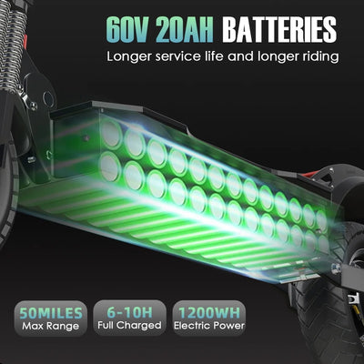 60V 3200W 46 MPH 50 Mi Range Electric Scooter lithium ion batteries long range