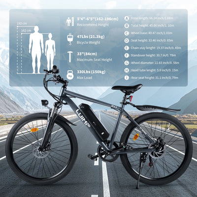 20MPH Top Speed 39 Mi Range 500W 26 inch Electric Bike